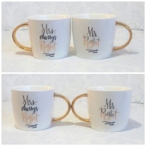 Mr. Right & Mrs. Always Right Coffee Mug Gold Handle by Slant Collectible